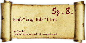 Szécsy Bálint névjegykártya