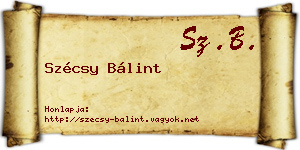 Szécsy Bálint névjegykártya