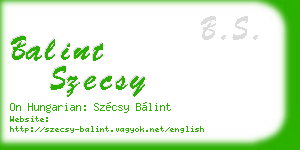 balint szecsy business card