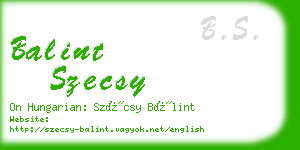 balint szecsy business card